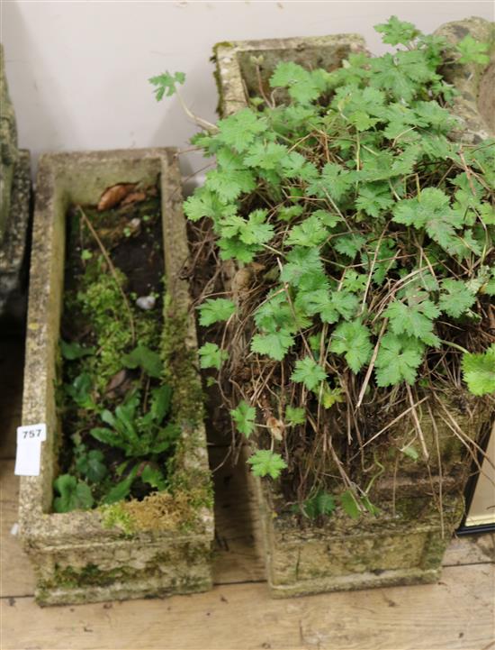 A set of three reconstituted stone garden planters, W.62cm